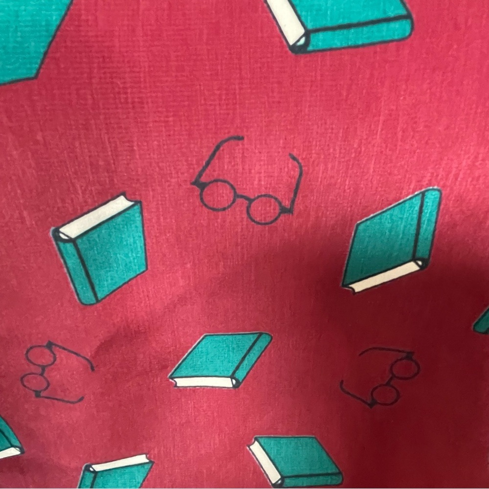 Peach Love California Midi Dress in Red and Teal - books and glasses, teacher - Picture 7 of 9